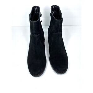 Easy Spirit Senovel Black Suede Boots Block Heel Zipper